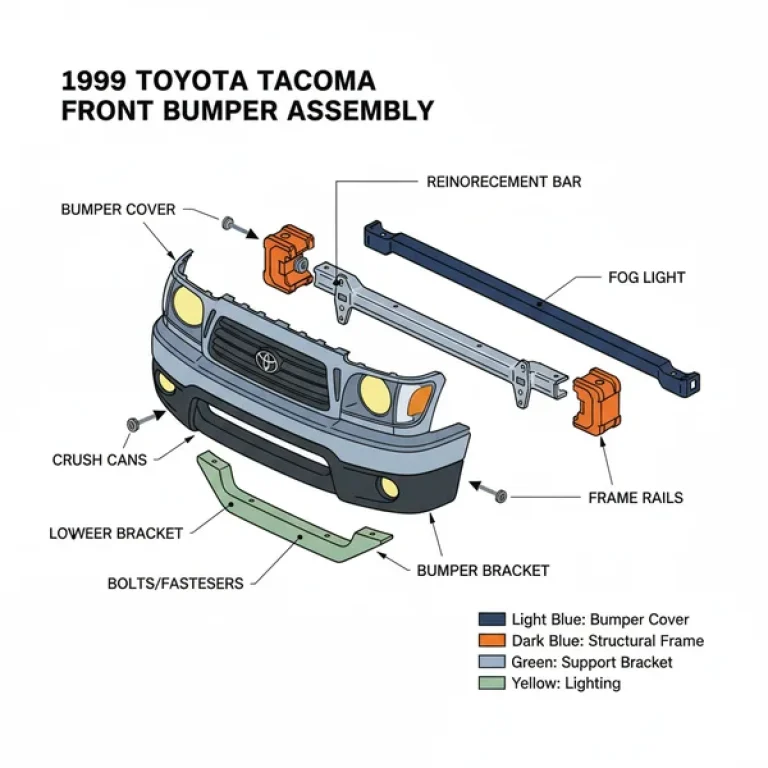 1999 toyota tacoma front bumper assembly diagram diagram with labeled components and explanations