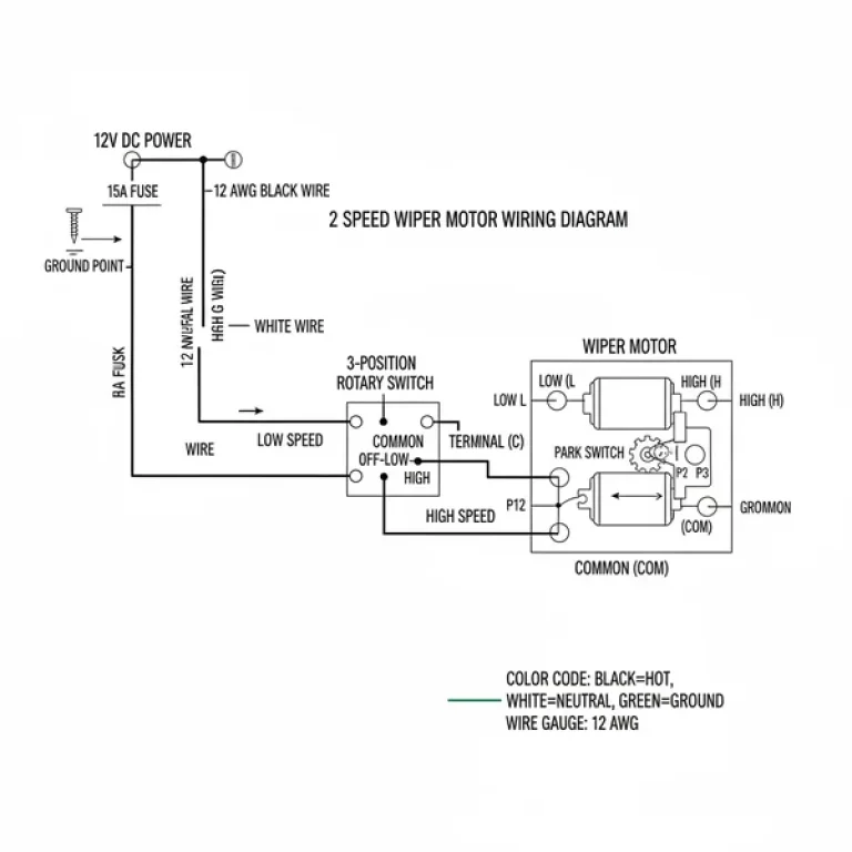 2 speed wiper motor wiring diagram diagram with labeled components and explanations