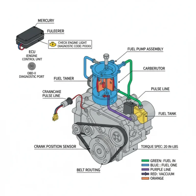 2 stroke mercury outboard fuel pump diagram diagram with labeled components and explanations