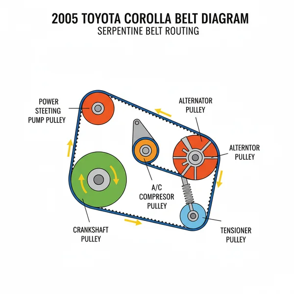 2005 toyota corolla belt diagram diagram with labeled components and explanations