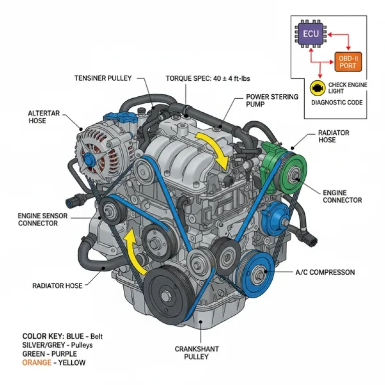 2006 honda pilot serpentine belt diagram diagram with labeled components and explanations