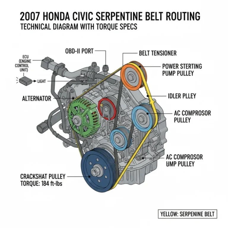 2007 honda civic serpentine belt diagram diagram with labeled components and explanations