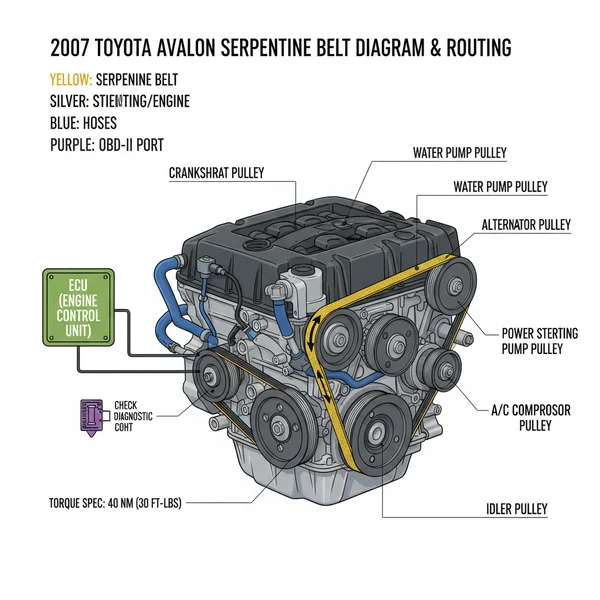 2007 toyota avalon serpentine belt diagram diagram with labeled components and explanations
