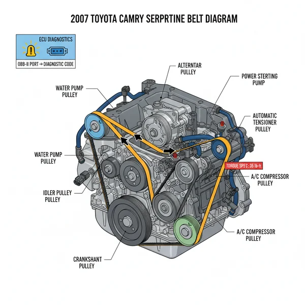 2007 toyota camry serpentine belt diagram diagram with labeled components and explanations