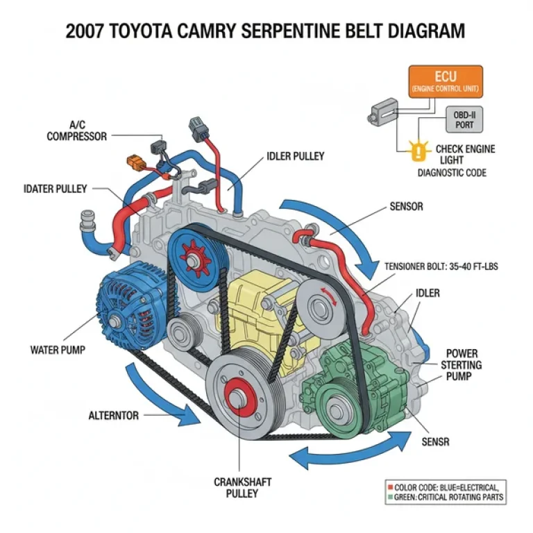 2007 toyota camry serpentine belt diagram diagram with labeled components and explanations