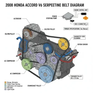2008 honda accord v6 serpentine belt diagram diagram with labeled components and explanations