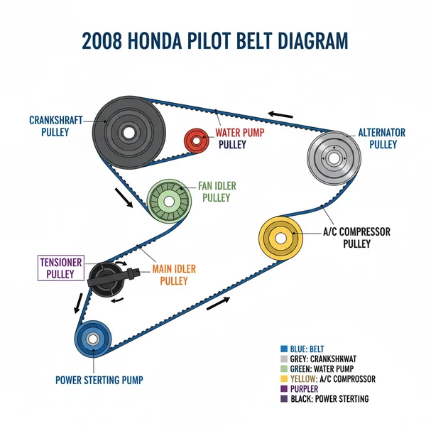 2008 honda pilot belt diagram diagram with labeled components and explanations