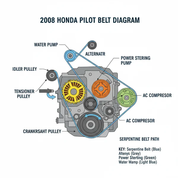 2008 honda pilot belt diagram diagram with labeled components and explanations