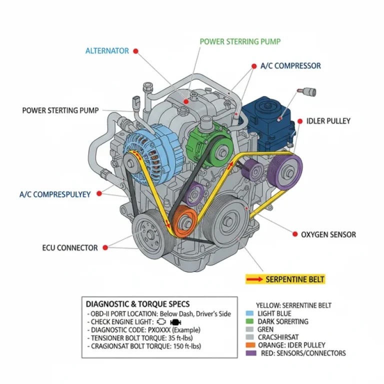 2008 toyota highlander serpentine belt diagram diagram with labeled components and explanations