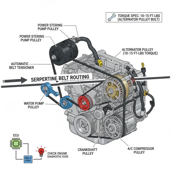 2008 toyota sienna serpentine belt diagram diagram with labeled components and explanations