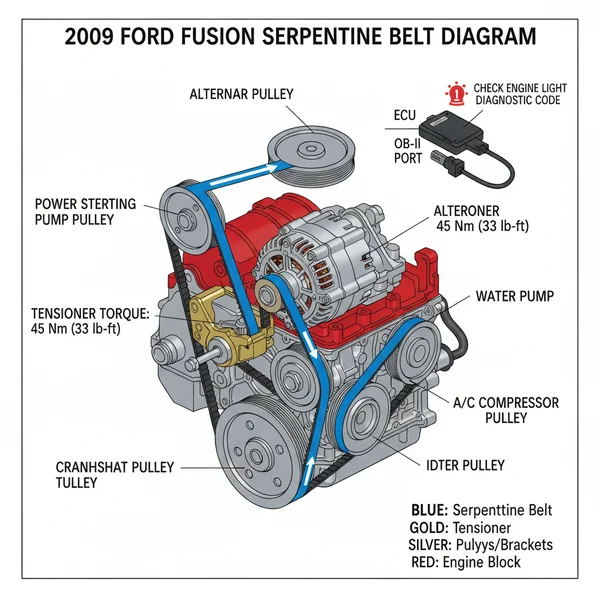 2009 ford fusion serpentine belt diagram diagram with labeled components and explanations