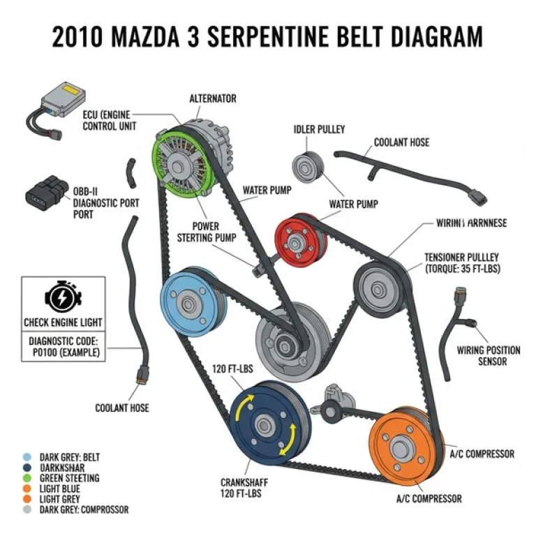 2010 mazda 3 serpentine belt diagram diagram with labeled components and explanations