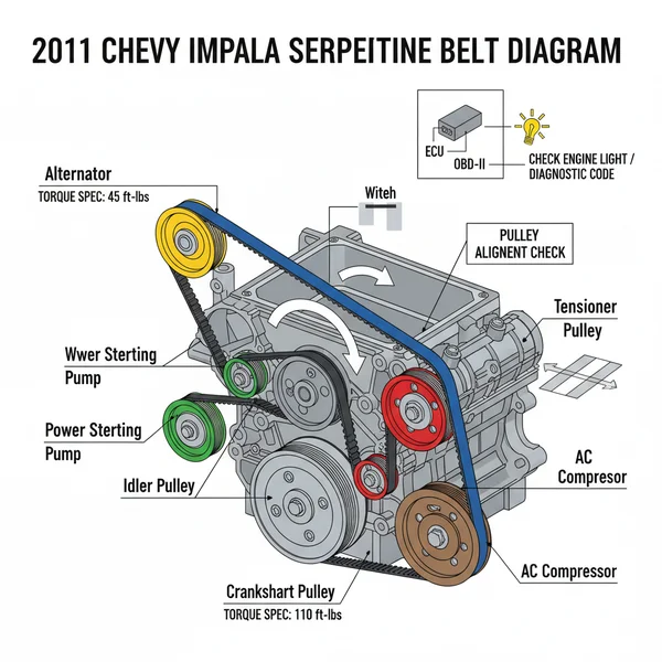 2011 chevy impala serpentine belt diagram diagram with labeled components and explanations
