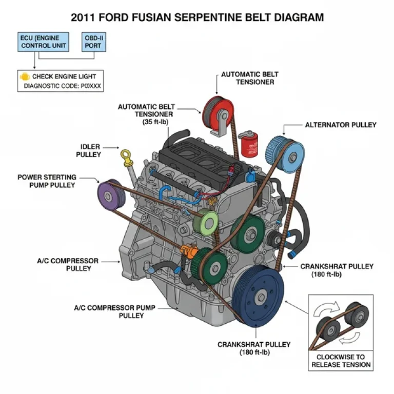 2011 ford fusion serpentine belt diagram diagram with labeled components and explanations