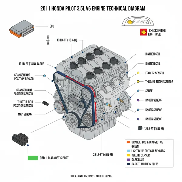 2011 honda pilot engine diagram diagram with labeled components and explanations