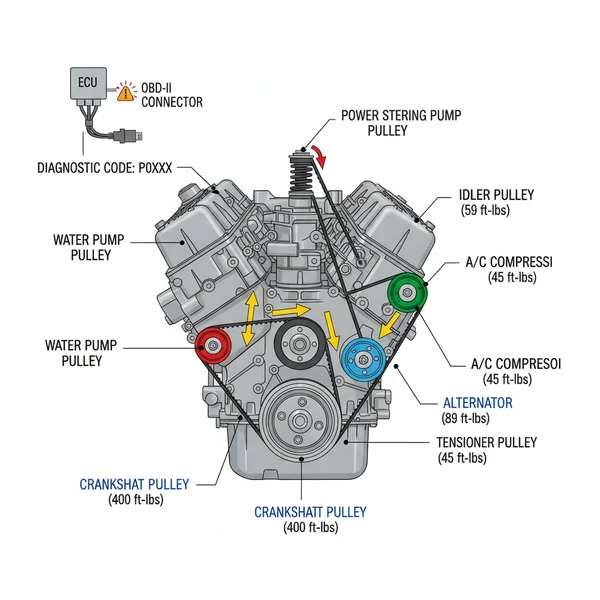 2012 6.7 cummins serpentine belt diagram diagram with labeled components and explanations