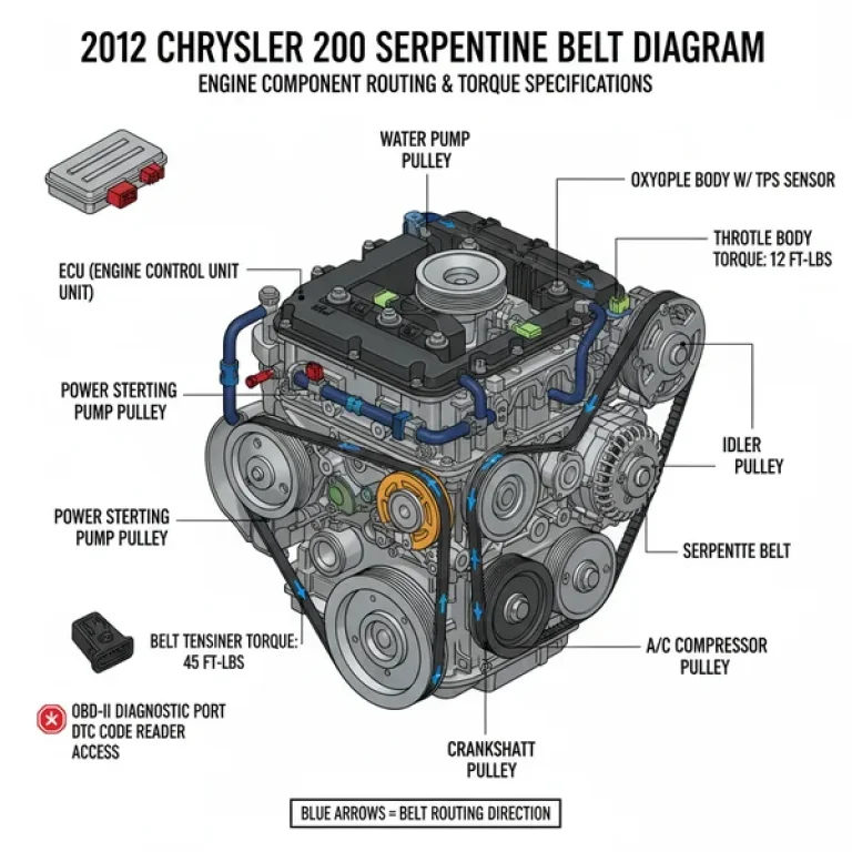 2012 chrysler 200 serpentine belt diagram diagram with labeled components and explanations
