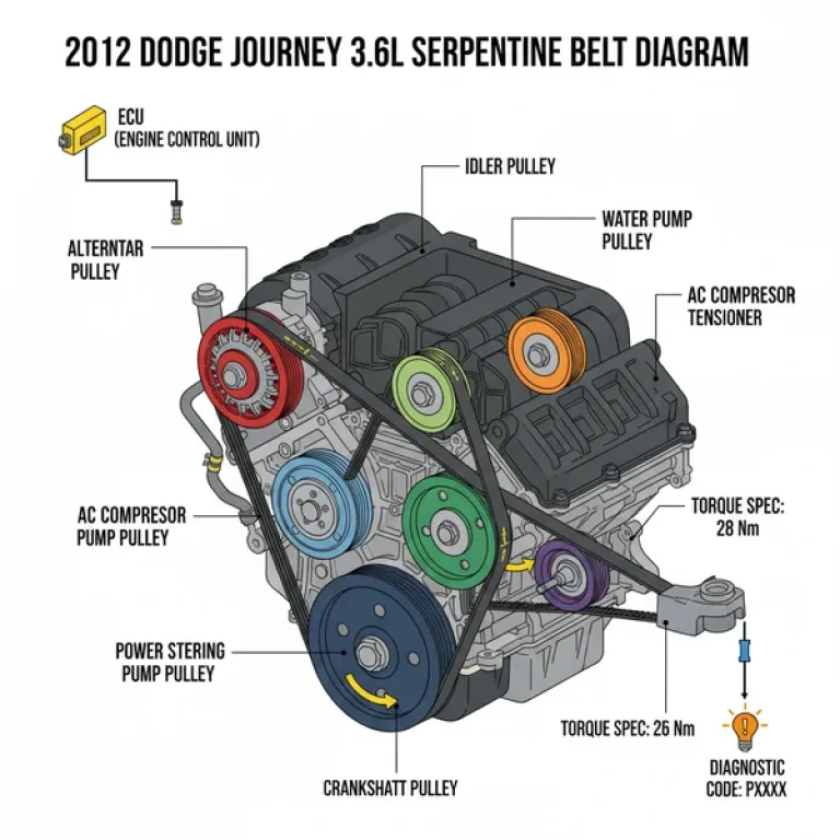 2012 dodge journey 3.6 serpentine belt diagram diagram with labeled components and explanations