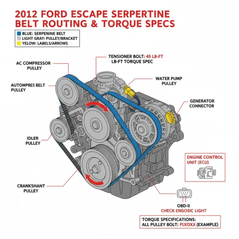 2012 ford escape serpentine belt diagram diagram with labeled components and explanations