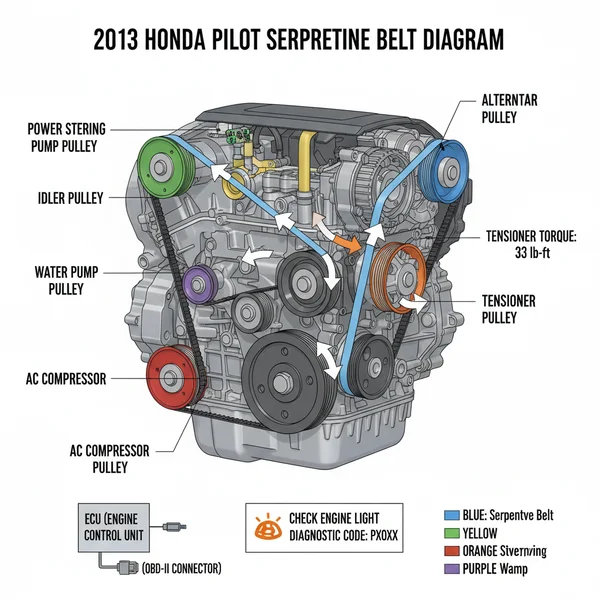 2013 honda pilot serpentine belt diagram diagram with labeled components and explanations