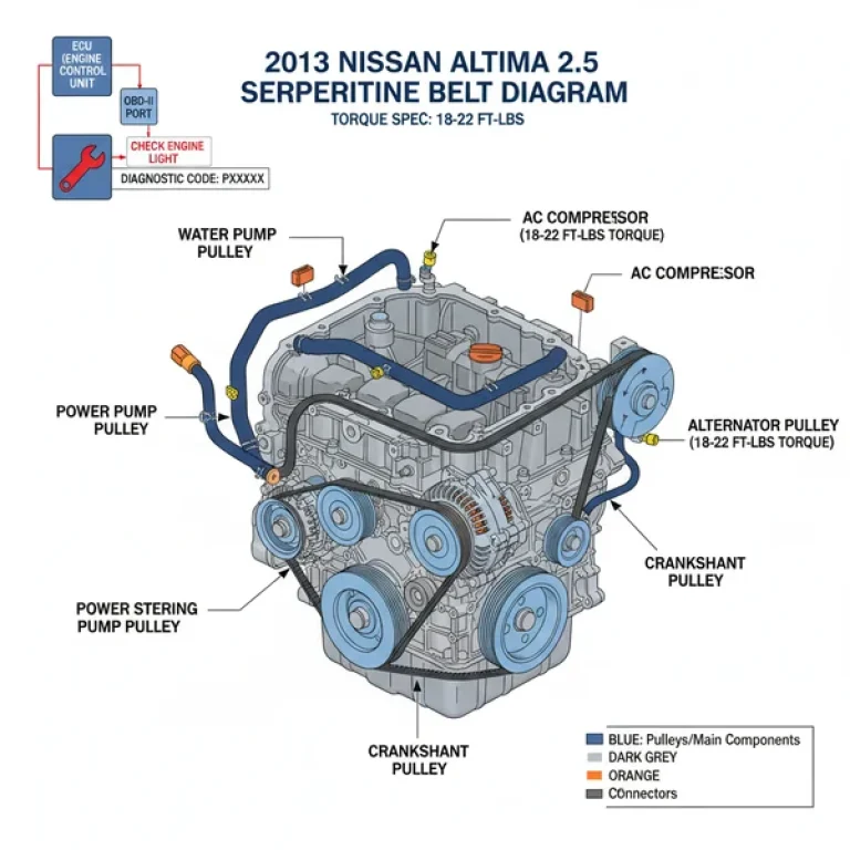 2013 nissan altima 2.5 serpentine belt diagram diagram with labeled components and explanations