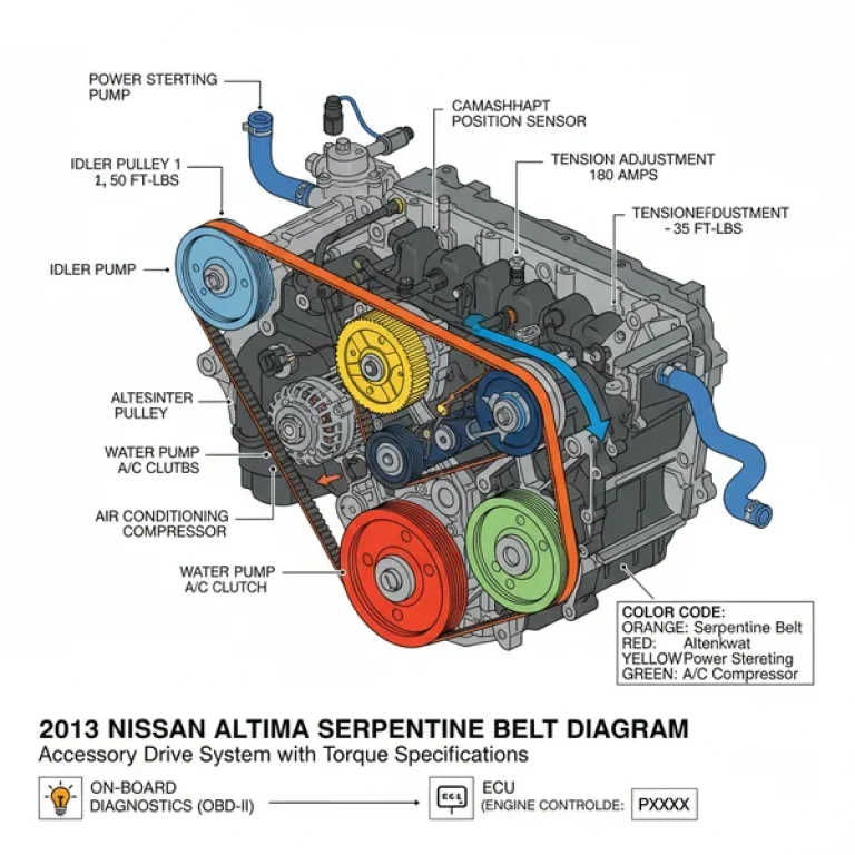 2013 nissan altima serpentine belt diagram diagram with labeled components and explanations