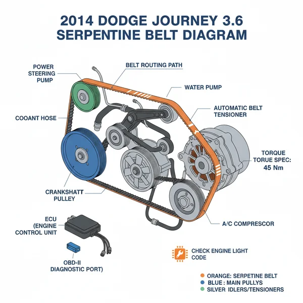 2014 dodge journey 3.6 serpentine belt diagram diagram with labeled components and explanations