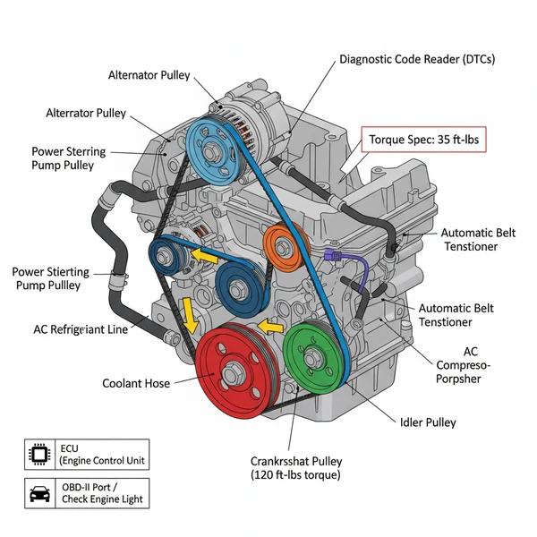 2015 nissan rogue serpentine belt diagram diagram with labeled components and explanations