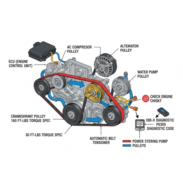 2016 honda civic serpentine belt diagram diagram with labeled components and explanations
