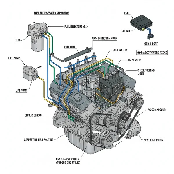 24v 5.9 cummins fuel line diagram diagram with labeled components and explanations
