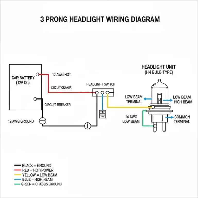 3 prong headlight wiring diagram diagram with labeled components and explanations