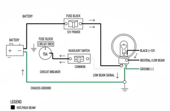 3 wire headlight wiring diagram diagram with labeled components and explanations