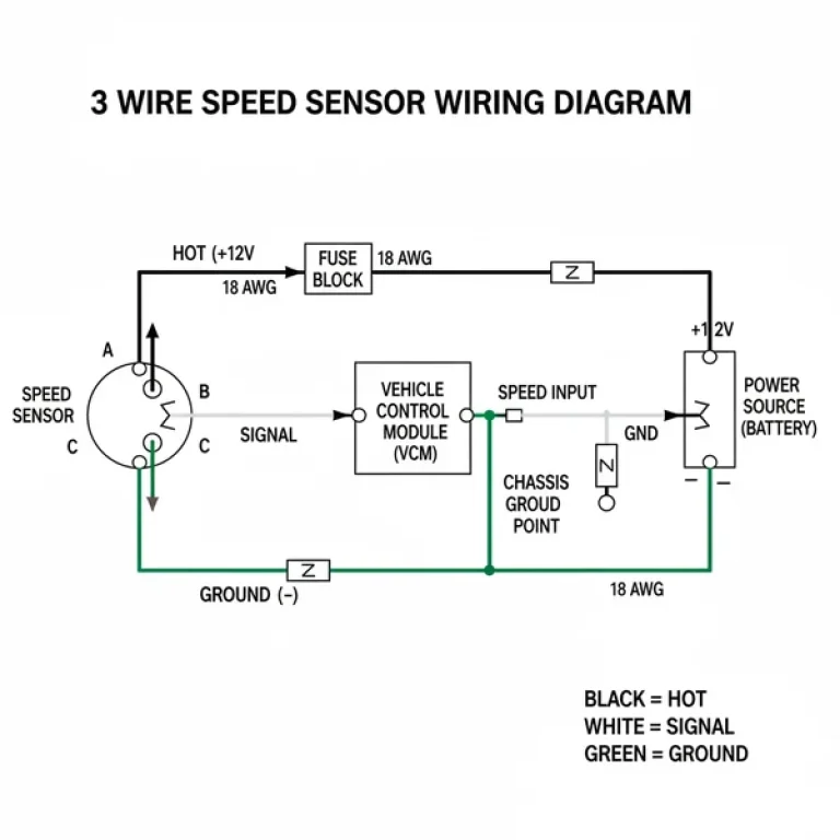 3 wire speed sensor wiring diagram diagram with labeled components and explanations