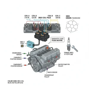 3800 coil pack 3800 firing order diagram diagram with labeled components and explanations