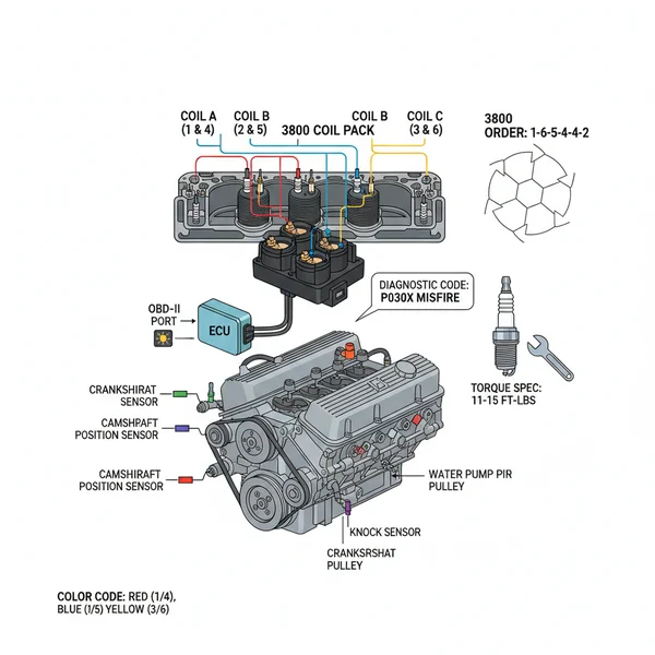 3800 coil pack 3800 firing order diagram diagram with labeled components and explanations