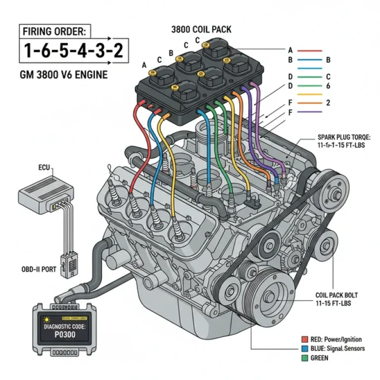 3800 coil pack 3800 firing order diagram diagram with labeled components and explanations