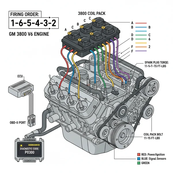 3800 coil pack 3800 firing order diagram diagram with labeled components and explanations