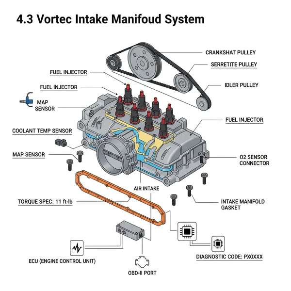 4.3 vortec intake manifold diagram diagram with labeled components and explanations