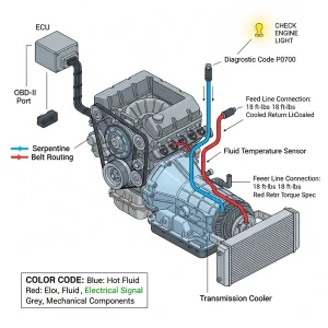 5.3 chevy transmission cooler lines diagram diagram with labeled components and explanations