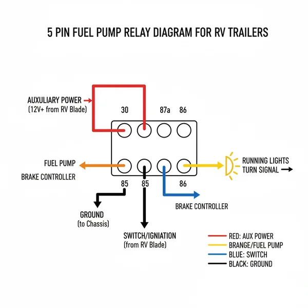 5 pin fuel pump relay diagram diagram with labeled components and explanations
