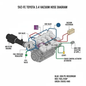 5vz fe toyota 3.4 vacuum hose diagram diagram with labeled components and explanations