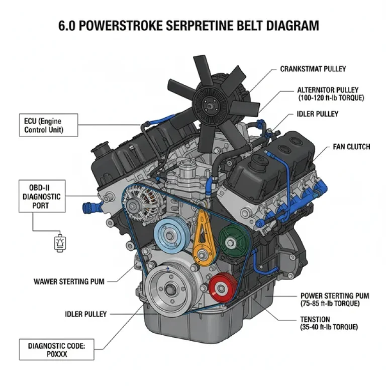 6.0 powerstroke serpentine belt diagram diagram with labeled components and explanations