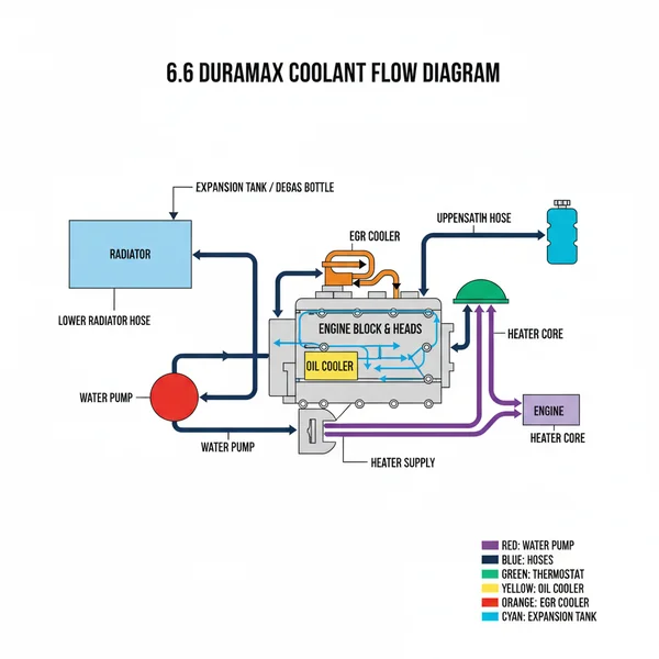 6.6 duramax coolant flow diagram diagram with labeled components and explanations
