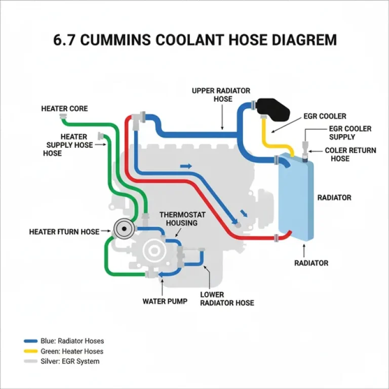6.7 cummins coolant hose diagram diagram with labeled components and explanations
