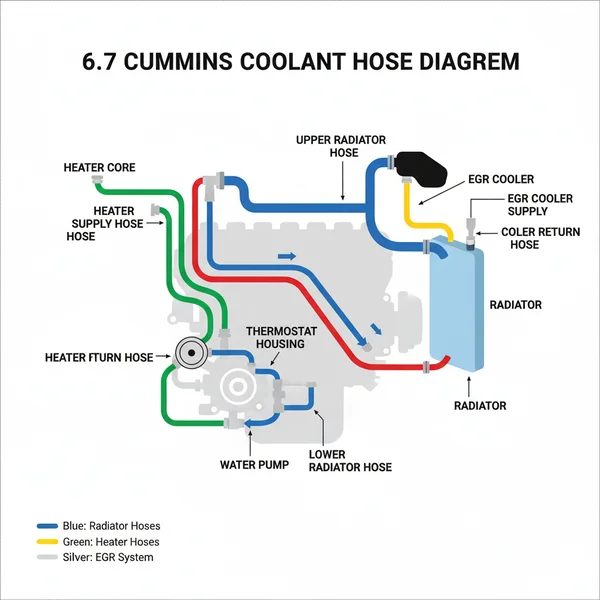 6.7 cummins coolant hose diagram diagram with labeled components and explanations