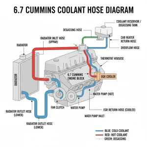 6.7 cummins coolant hose diagram diagram with labeled components and explanations