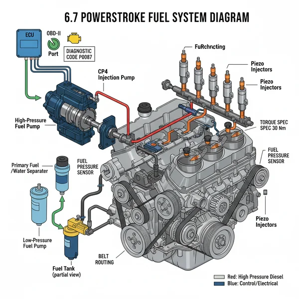 6.7 Powerstroke Fuel System Diagram: Component Identification