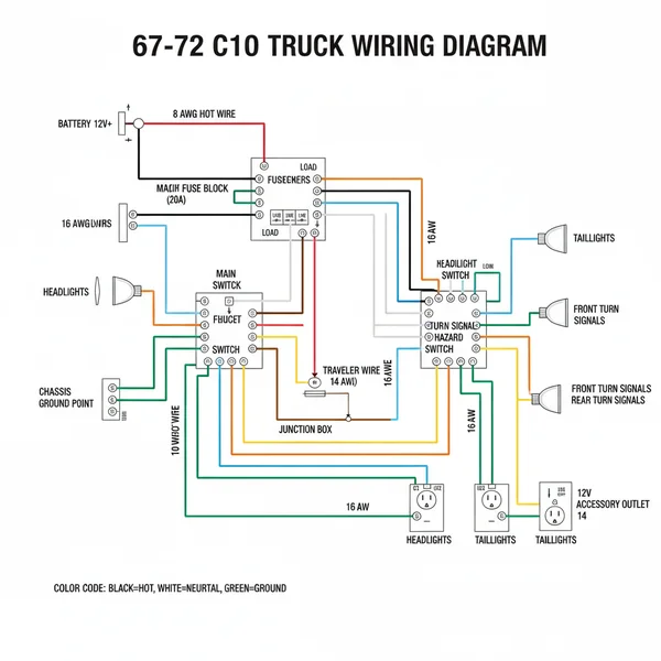 67-72 c10 wiring diagram diagram with labeled components and explanations