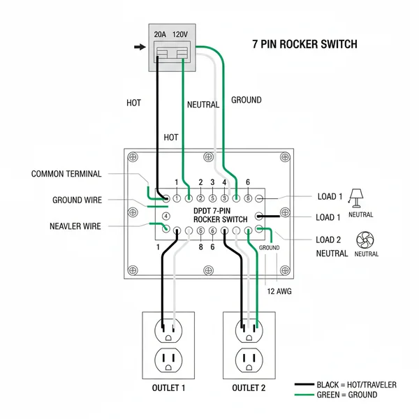 7 pin rocker switch wiring diagram diagram with labeled components and explanations