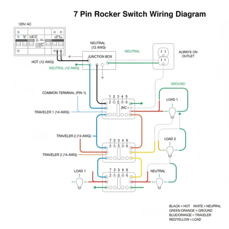 7 pin rocker switch wiring diagram diagram with labeled components and explanations